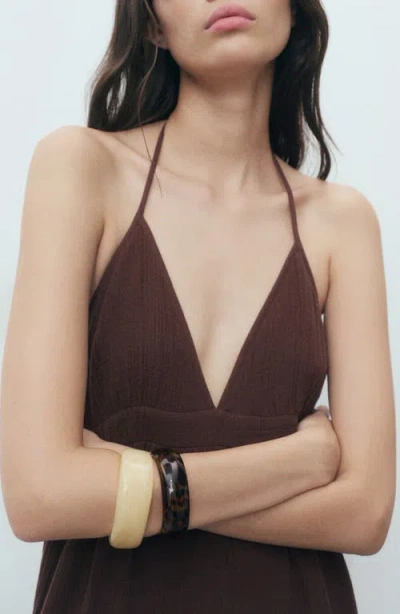 Mango Women's V-neck Cotton Dress In Brown