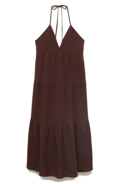 Mango Women's V-neck Cotton Dress In Brown
