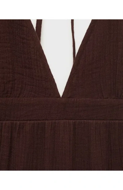 Mango Women's V-neck Cotton Dress In Brown