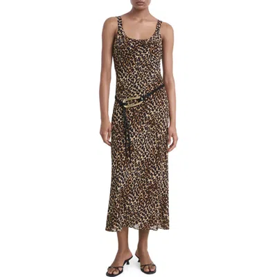 Mango Leopard Midi Dress Ecru In Animal Print