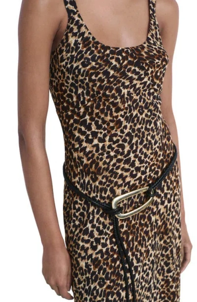 Mango Leopard Midi Dress Ecru In Animal Print