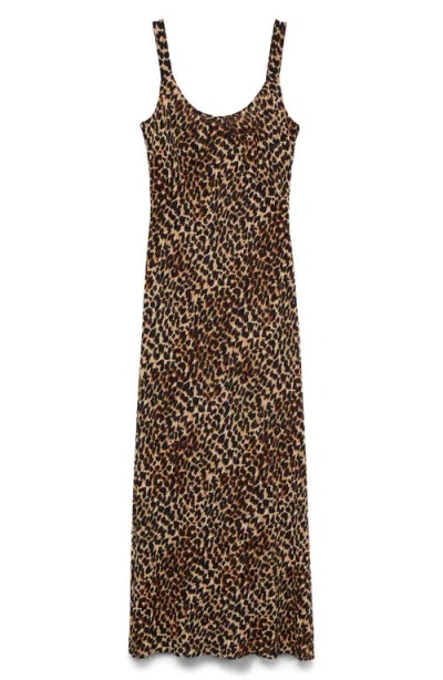Mango Leopard Midi Dress Ecru In Animal Print