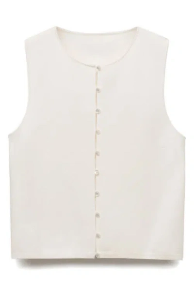 Mango Fine Knit Sweater Vest In White