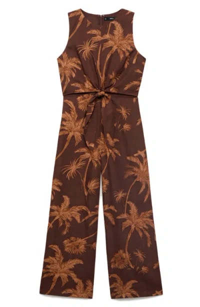 Mango Lyocell Jumpsuit With Cut-out And Knot Detail Brown In Brown