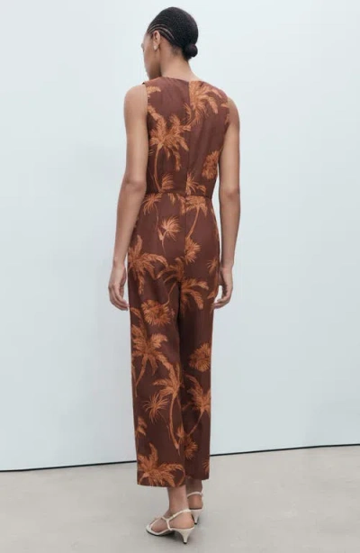 Mango Lyocell Jumpsuit With Cut-out And Knot Detail Brown In Brown