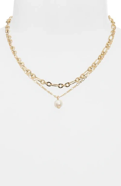 Kendra Scott Ashton Layered Freshwater Pearl Pendant Necklace In Gold