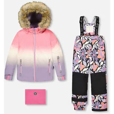 Deux Par Deux Two-piece Play Snowsuit Retro Flower In Multi