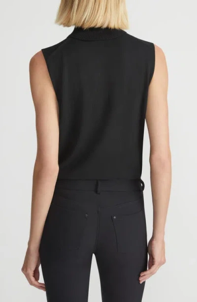 Lafayette 148 New York Sleeveless Turtleneck Cashmere Shell In Black