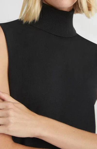 Lafayette 148 New York Sleeveless Turtleneck Cashmere Shell In Black