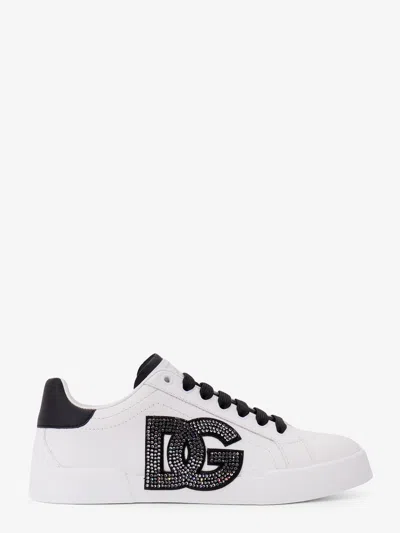 Dolce & Gabbana Calfskin Portofino Light Strobel Sneakers In White