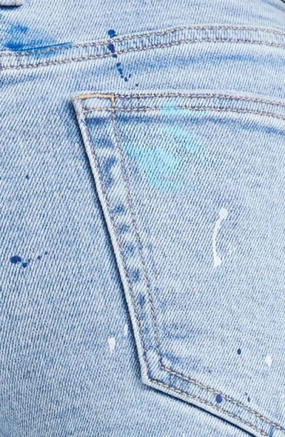 Bayeas Paint Splatter Mid Rise Denim Cutoff Shorts In Blue