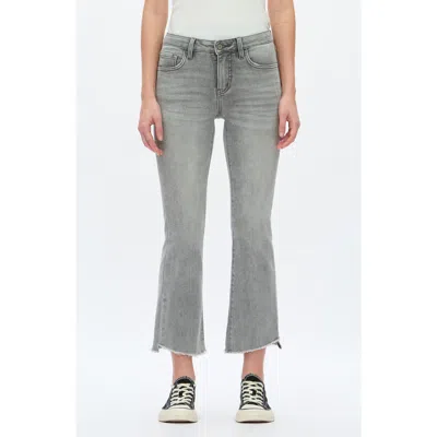 Bayeas Frayed Step Hem Mid Rise Ankle Bootcut Jeans In Gray