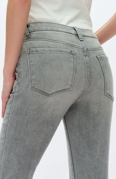 Bayeas Frayed Step Hem Mid Rise Ankle Bootcut Jeans In Gray