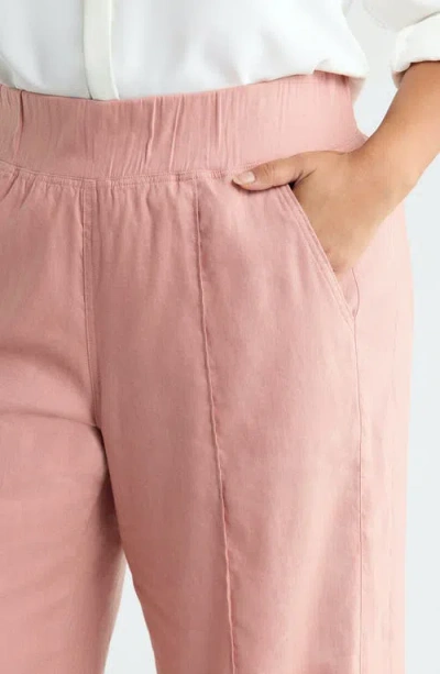 See Rose Go Multitasker Linen Blend Wide Leg Plus Size Pant In Pink