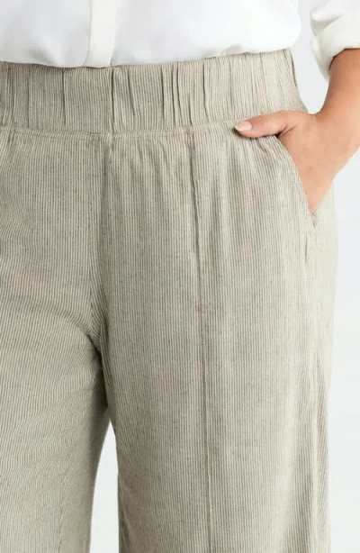 See Rose Go Multitasker Stripe Wide Leg Plus Size Pant In Green