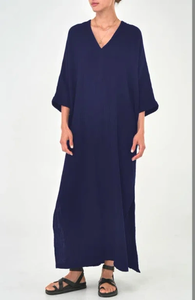 Ocean + Main Ocean+main Gauze Arc Seam Caftan In Blue