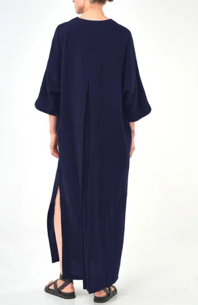 Ocean + Main Ocean+main Gauze Arc Seam Caftan In Blue
