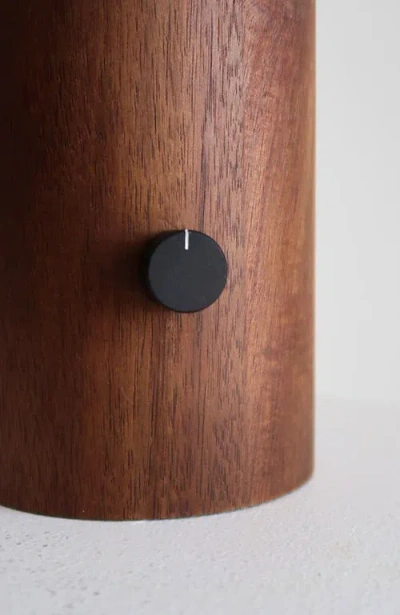 Brightech Okaley 13" Modern Led Walnut Wood Table Lamp With Cream Fabric Shade, Bulb Included In Brown