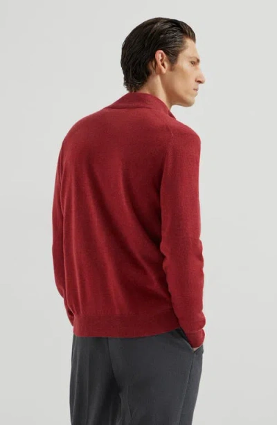 Brunello Cucinelli Turtleneck Zipper Cashmere Cardigan In Red