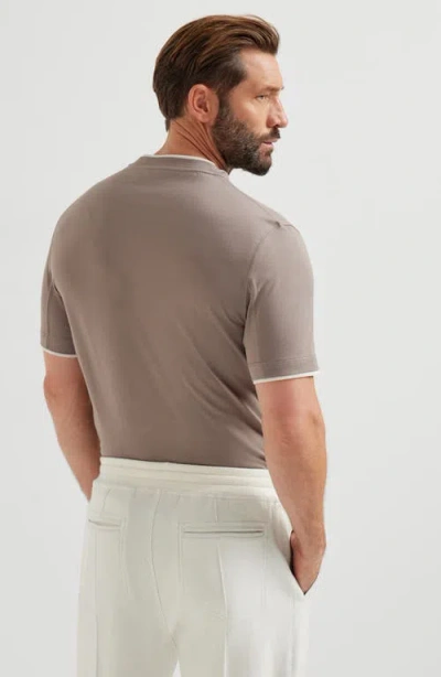 Brunello Cucinelli Double Layer T-shirt Multicolor In Brown