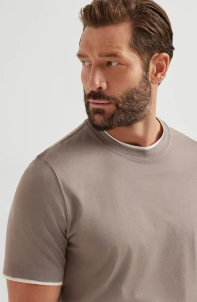 Brunello Cucinelli Double Layer T-shirt Multicolor In Brown