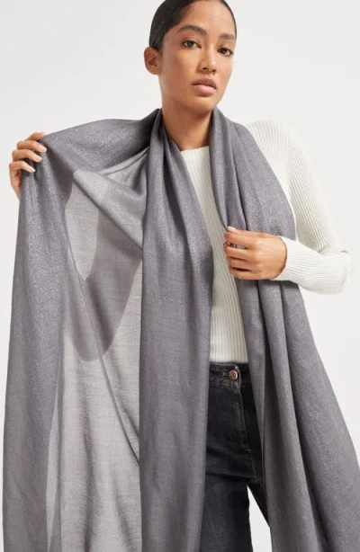 Brunello Cucinelli Sparkling Scarf In Gray
