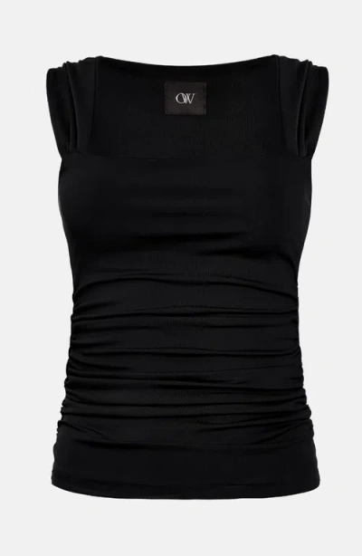 Ow Collection Zoey Draped Top In Black