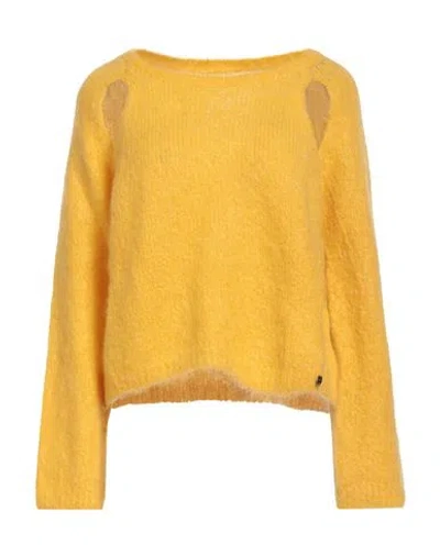 Liu •jo Woman Sweater Yellow Size L Mohair Wool, Polyamide, Elastane In Yellow