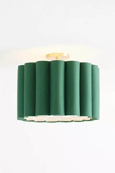 Maeve Scalloped Fabric Flush Mount Ceiling Light In Green