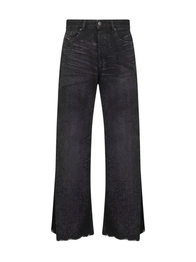 Diesel Jeans Dalla Gamba Ampia In Denim Nero  Donna In Black