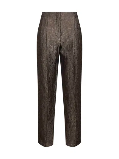 Giorgio Armani Jacquard Silk And Wool Single-pleat Trousers In Multi