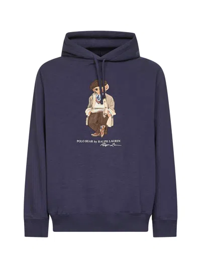 Polo Ralph Lauren Felpa In Misto Cotone Blu  Uomo In Blue
