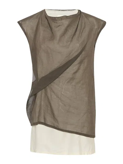 The Row Inawa Draped Layered Sleeveless Top In Brown