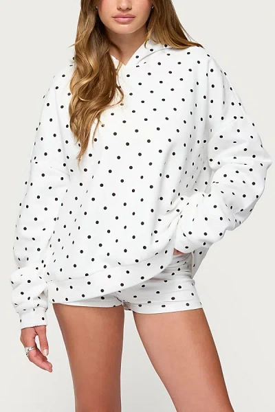 Edikted Chelsie Polka Dot Cotton Blend Hoodie In White