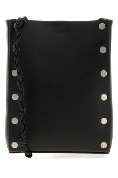 Jil Sander Black Leather Tangle Crossbody Bag In Black