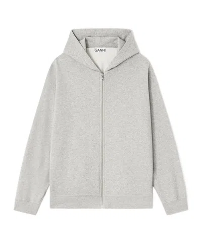 Ganni Womens Isoli Teddy Oversized Zip Hoodie In Gray