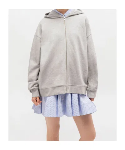 Ganni Womens Isoli Teddy Oversized Zip Hoodie In Gray