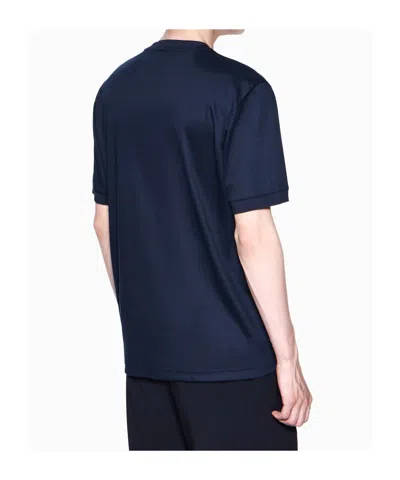 Giorgio Armani Logo-embroidered T-shirt In Blue