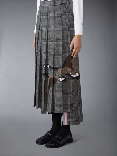 Thom Browne Gray Classic Pleated Maxi Skirt In Gray