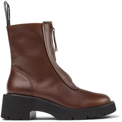 Camper 54mm Milah Zip-front Platform Boots In Brown