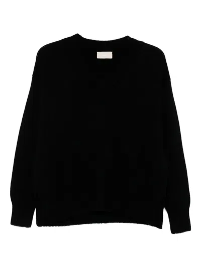 Drumohr Long Sleeve Crew-neck Sweater In Black
