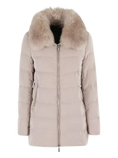 Moorer Dorado Fur Os Quilted Hazelnut Down Jacket In Neutral