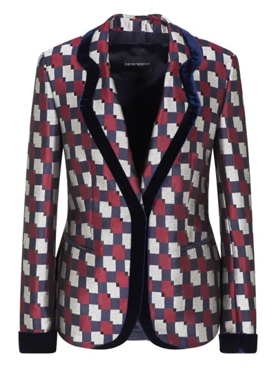 Emporio Armani Pattern-printed Single-breasted Blazer In Multi
