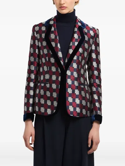 Emporio Armani Pattern-printed Single-breasted Blazer In Multi