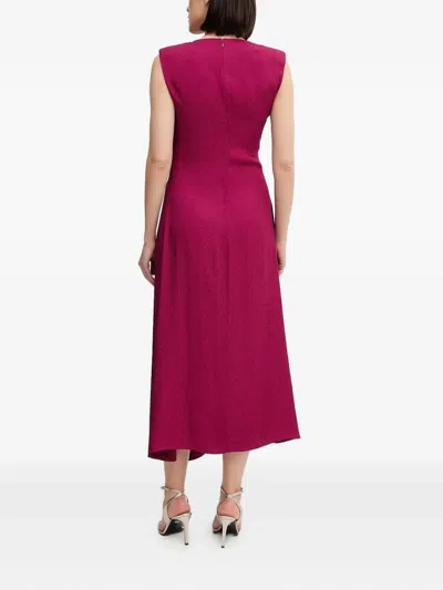 Hoss Intropia Cowl-neck Draped Midi Dress In Red
