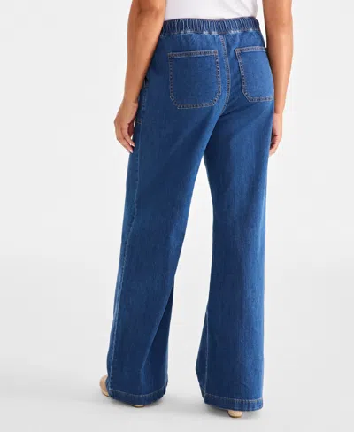 Style & Co Women's Pull-on Wide-leg Jeans, Exclusively At Macy's In Blue