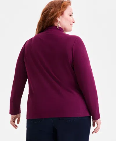 Style & Co Plus Size Mock-neck Top, Exclusively At Macy's In Purple