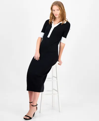 T Tahari Women's Contrast-trim Bodycon Dress In Blue