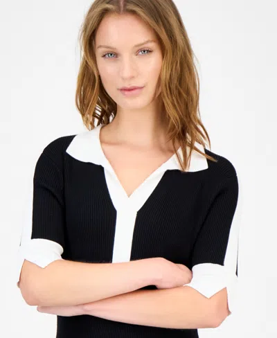 T Tahari Women's Contrast-trim Bodycon Dress In Blue