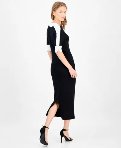 T Tahari Women's Contrast-trim Bodycon Dress In Blue